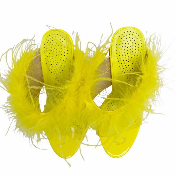 Azalea Wang Stiletto Sandals Neon Yellow Sandals Size 6 - Picture 4 of 9